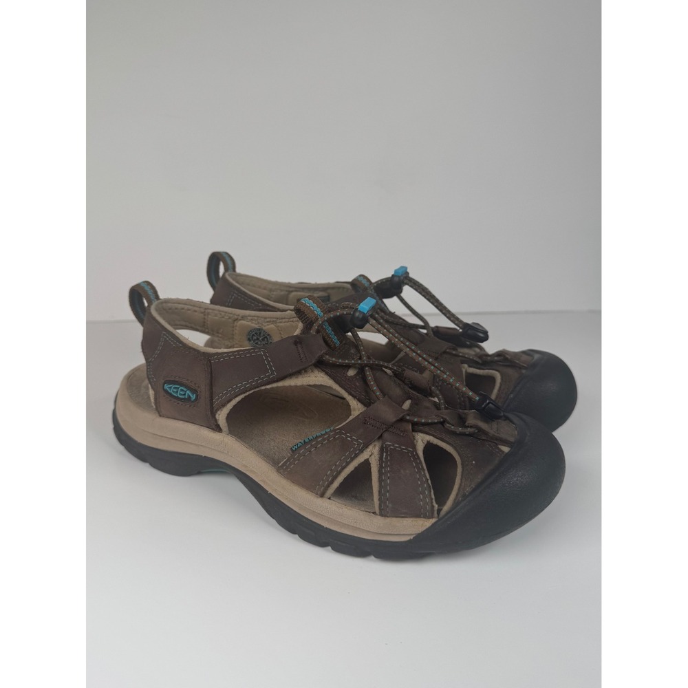 Keen Venice Leather Fisherman Sandals Dark Earth Caribbean Sea Hike Womens 7.5